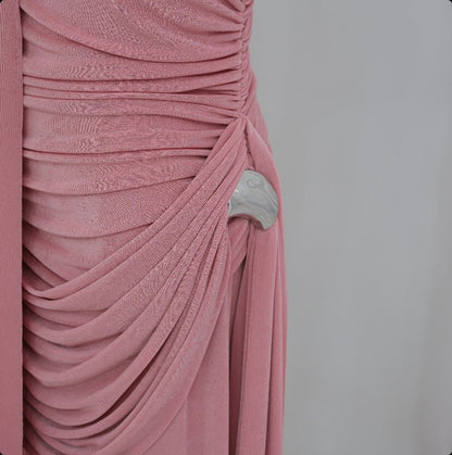 Ruched Maxi Dress with Cape(MS434)