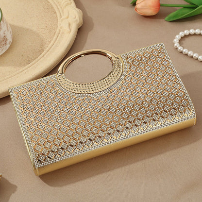 Vintage Large Circular Handle Rhinestone Sparkly Clutch Bag(MAC430)
