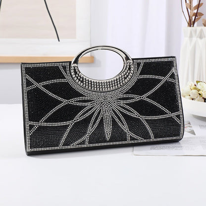 Vintage Large Circular Handle Rhinestone Sparkly Clutch Bag(MAC430)